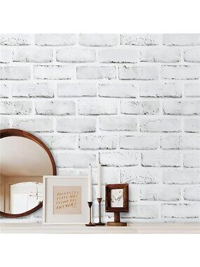 Brick Wallpaper Peel and Stick Wallpaper White Grey 17.7in x 78.7in